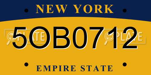 5OB0712 New York License Plate