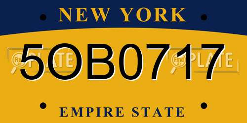 5OB0717 New York License Plate