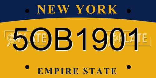 5OB1901 New York License Plate