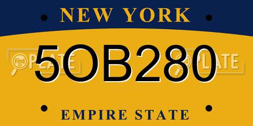 5OB280 New York License Plate