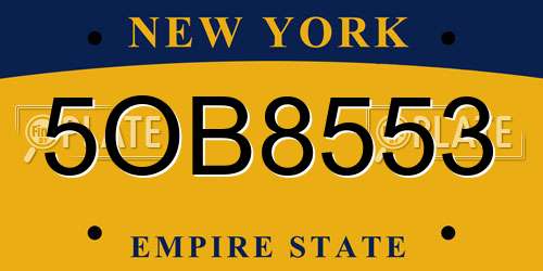 5OB8553 New York License Plate