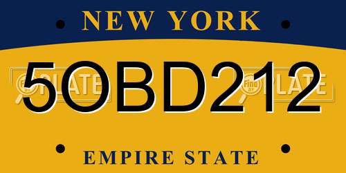 5OBD212 New York License Plate