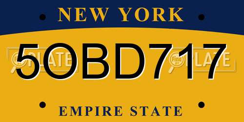 5OBD717 New York License Plate