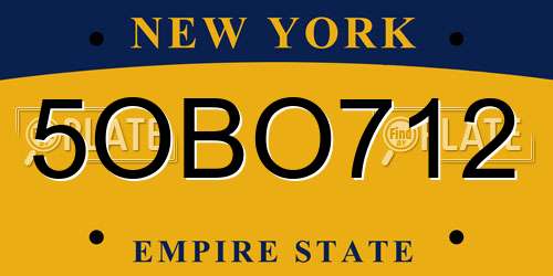 5OBO712 New York License Plate
