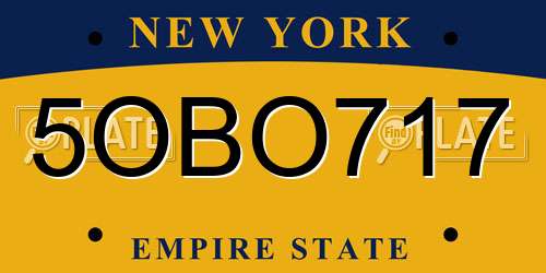 5OBO717 New York License Plate