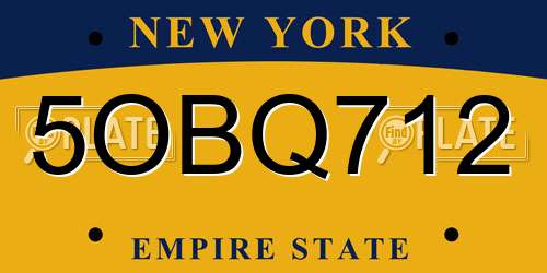 5OBQ712 New York License Plate