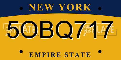 5OBQ717 New York License Plate