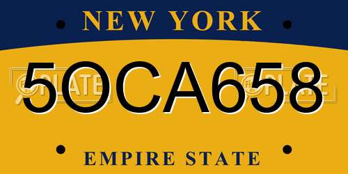 5OCA658 New York License Plate