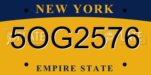 5OG2576 New York License Plate