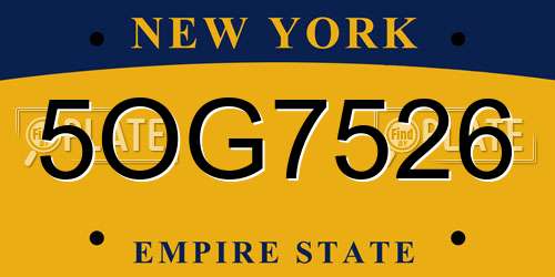 5OG7526 New York License Plate