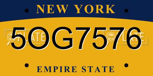 5OG7576 New York License Plate