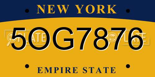 5OG7876 New York License Plate