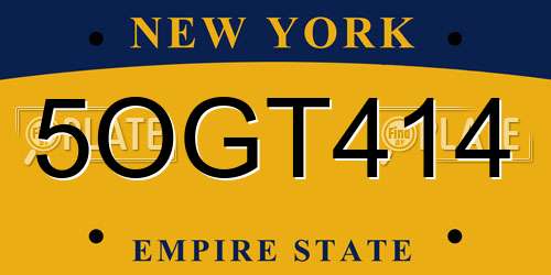 5OGT414 New York License Plate