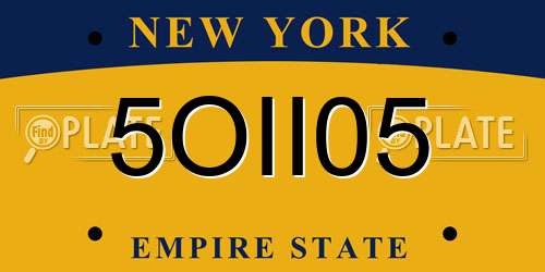 5OII05 New York License Plate