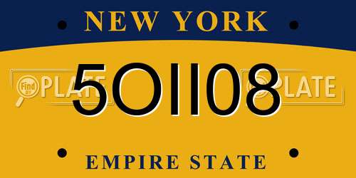 5OII08 New York License Plate