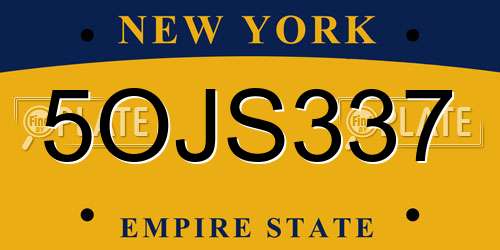 5OJS337 New York License Plate
