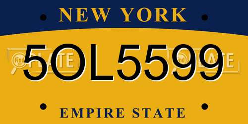 5OL5599 New York License Plate