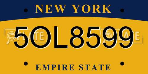 5OL8599 New York License Plate