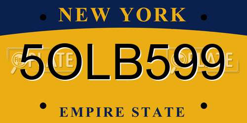 5OLB599 New York License Plate