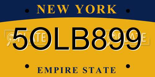 5OLB899 New York License Plate