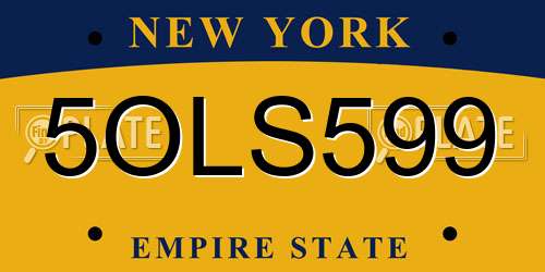 5OLS599 New York License Plate