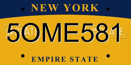 5OME581 New York License Plate