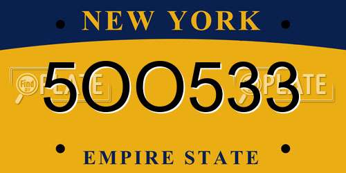 5OO533 New York License Plate