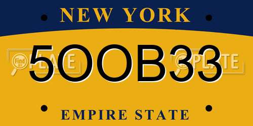 5OOB33 New York License Plate