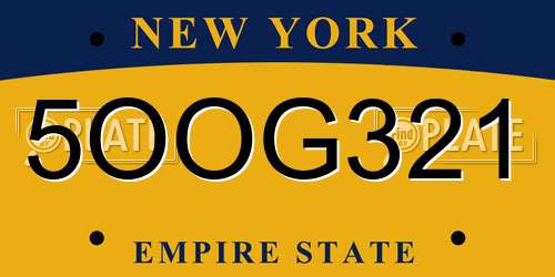 5OOG321 New York License Plate