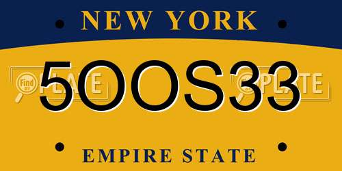 5OOS33 New York License Plate