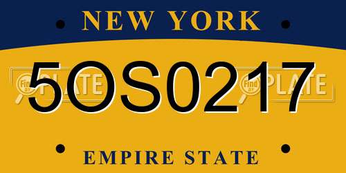 5OS0217 New York License Plate