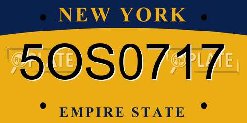 5OS0717 New York License Plate