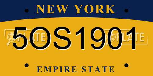 5OS1901 New York License Plate