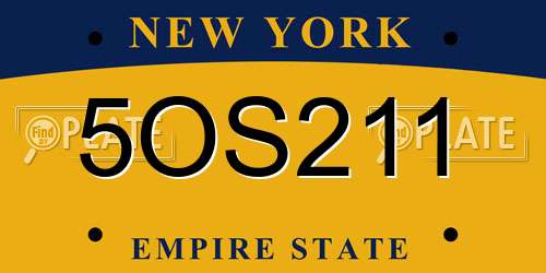 5OS211 New York License Plate