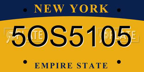 5OS5105 New York License Plate