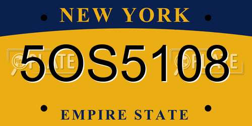 5OS5108 New York License Plate