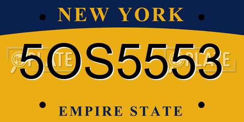 5OS5553 New York License Plate