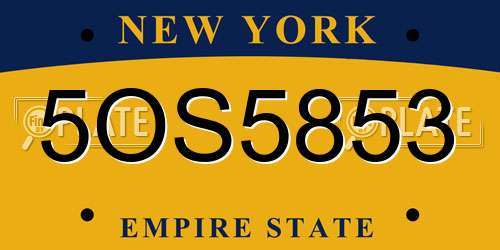 5OS5853 New York License Plate