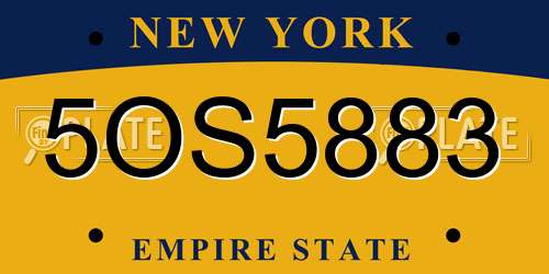 5OS5883 New York License Plate