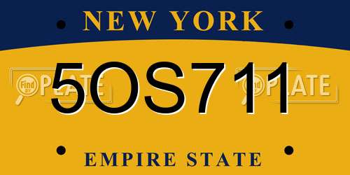 5OS711 New York License Plate