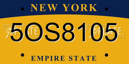 5OS8105 New York License Plate
