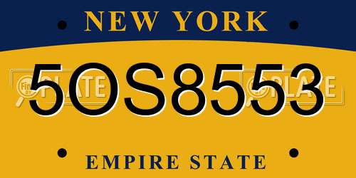 5OS8553 New York License Plate