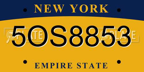 5OS8853 New York License Plate