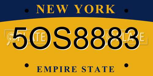 5OS8883 New York License Plate