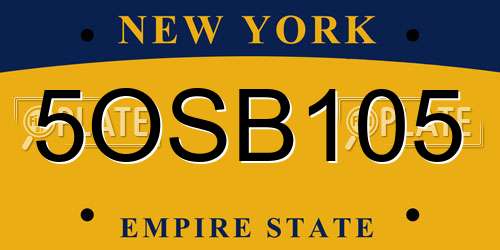 5OSB105 New York License Plate