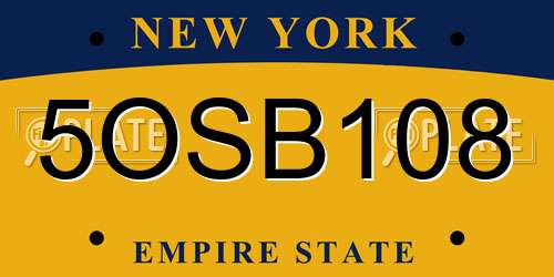 5OSB108 New York License Plate