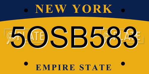 5OSB583 New York License Plate