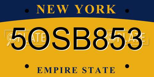 5OSB853 New York License Plate