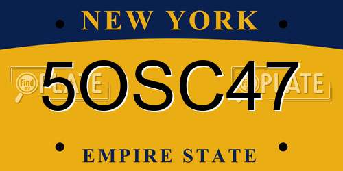 5OSC47 New York License Plate