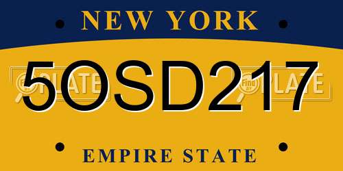 5OSD217 New York License Plate